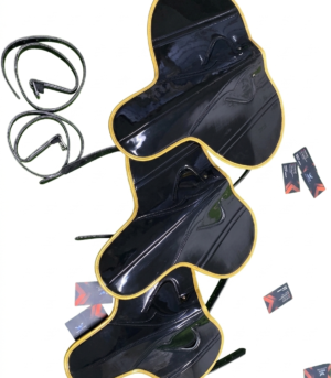 Black Racing Saddles Bundle | Gold Piping | Jock Gears840