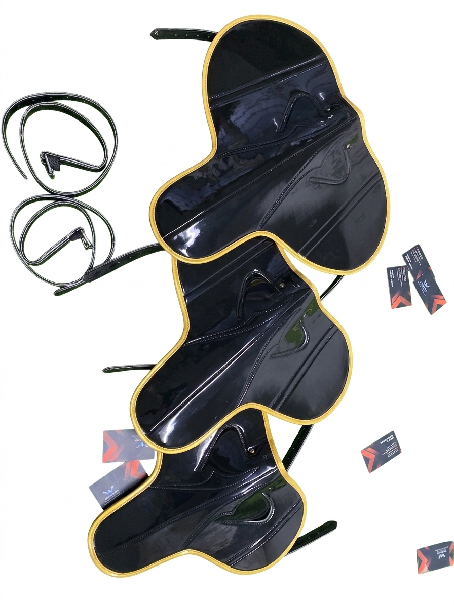 Black Racing Saddles Bundle | Gold Piping | Jock Gears840