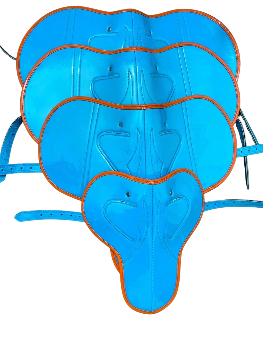 Blue Racing Saddles Bundle | Orange Piping | Jock Gears