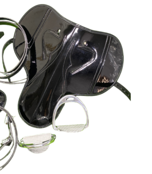Black Racing Saddle with Stirrups & Straps 500 Gram